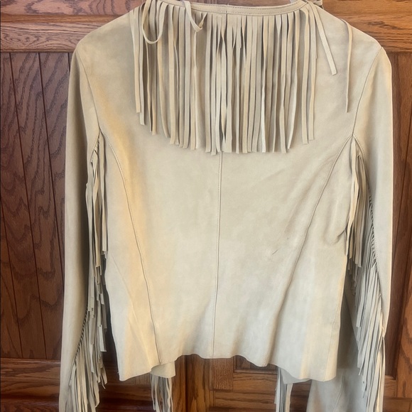 Tasha Polizzi Beige suede Jacket with Fringe SZ Med - Picture 9 of 9